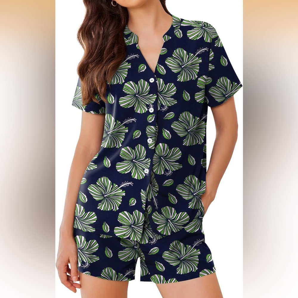 Women's Navy Floral Pajama Set